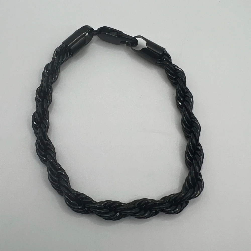 New Black lon-Plated Men'S Bracelets, 304 Stainless Steel Plating Chain